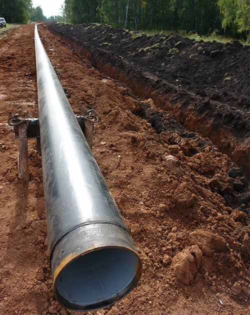 Pipe ready to be placed in trench