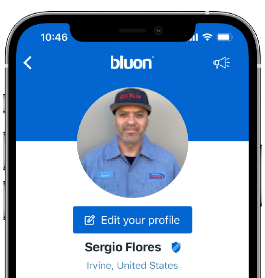Screenshot of Bluon app profile page.