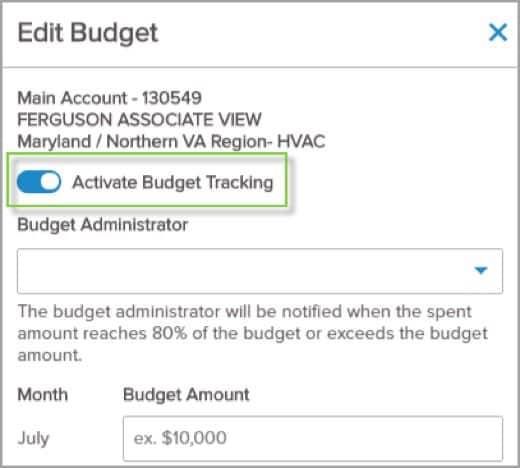 Activate Budget Tracking