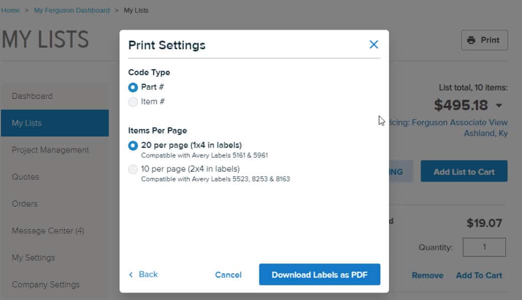 Print settings